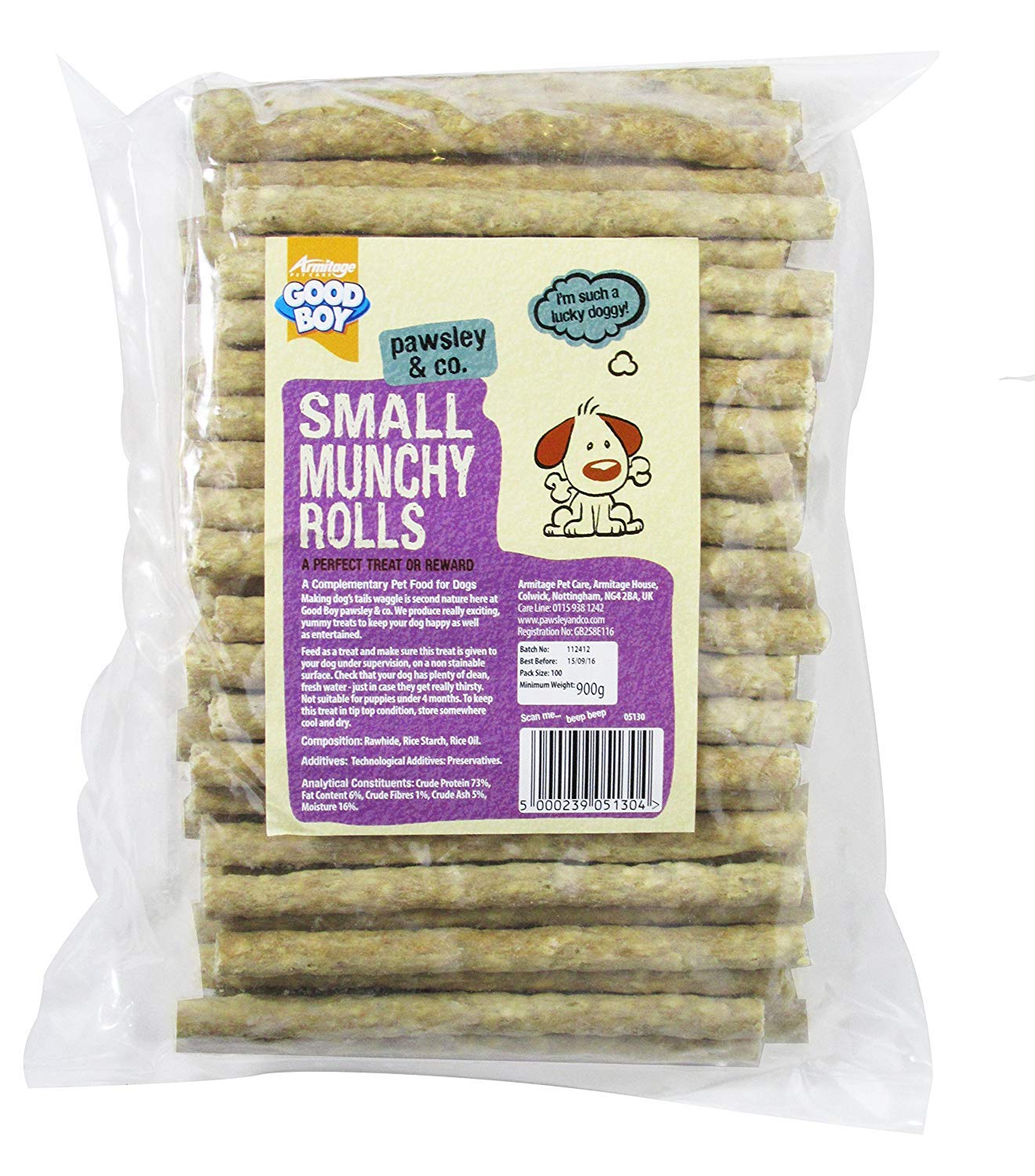 2xSmall Natural Rolls, 100 Dog Chews