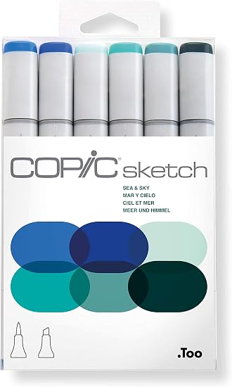 Copic Markers 6 Piece Sketch Set Sea And Sky