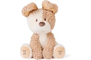 GUND Baby Peeki The Puppy Animated Plush, Singing Stuffed Animal, Sensory Toy for Babies and Toddlers, Plays Peek-a-Boo and Sings, Brown/Cream, 12”