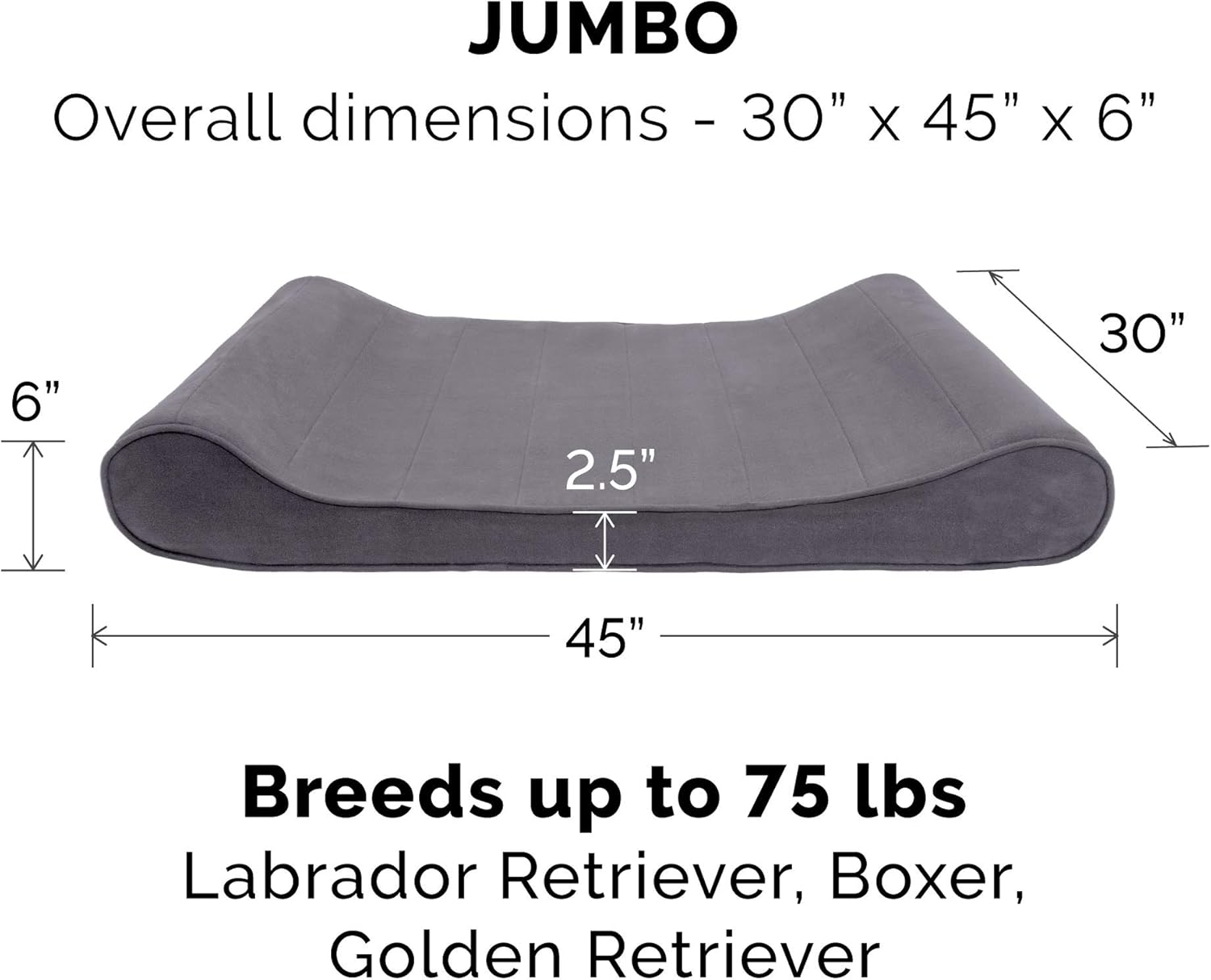 Furhaven Pet Dog Bed - Orthopedic Micro Velvet Ergonomic Luxe Lounger Cradle Mattress Contour Pet Bed with Removable Cover for Dogs and Cats, Gray, Jumbo : Pet Supplies