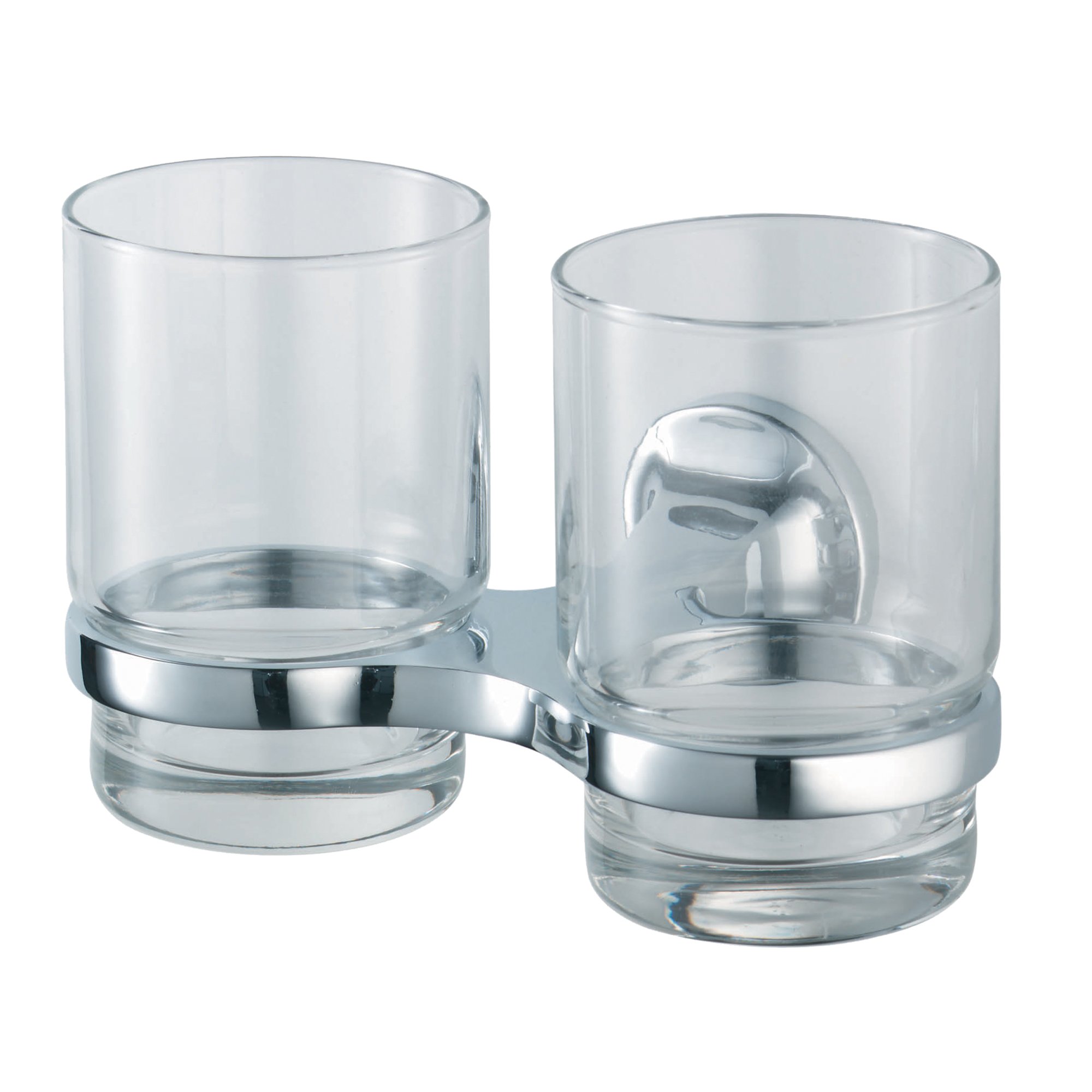 Haceka aspen Double cup holder, chrome plated, glass body, 1110700.