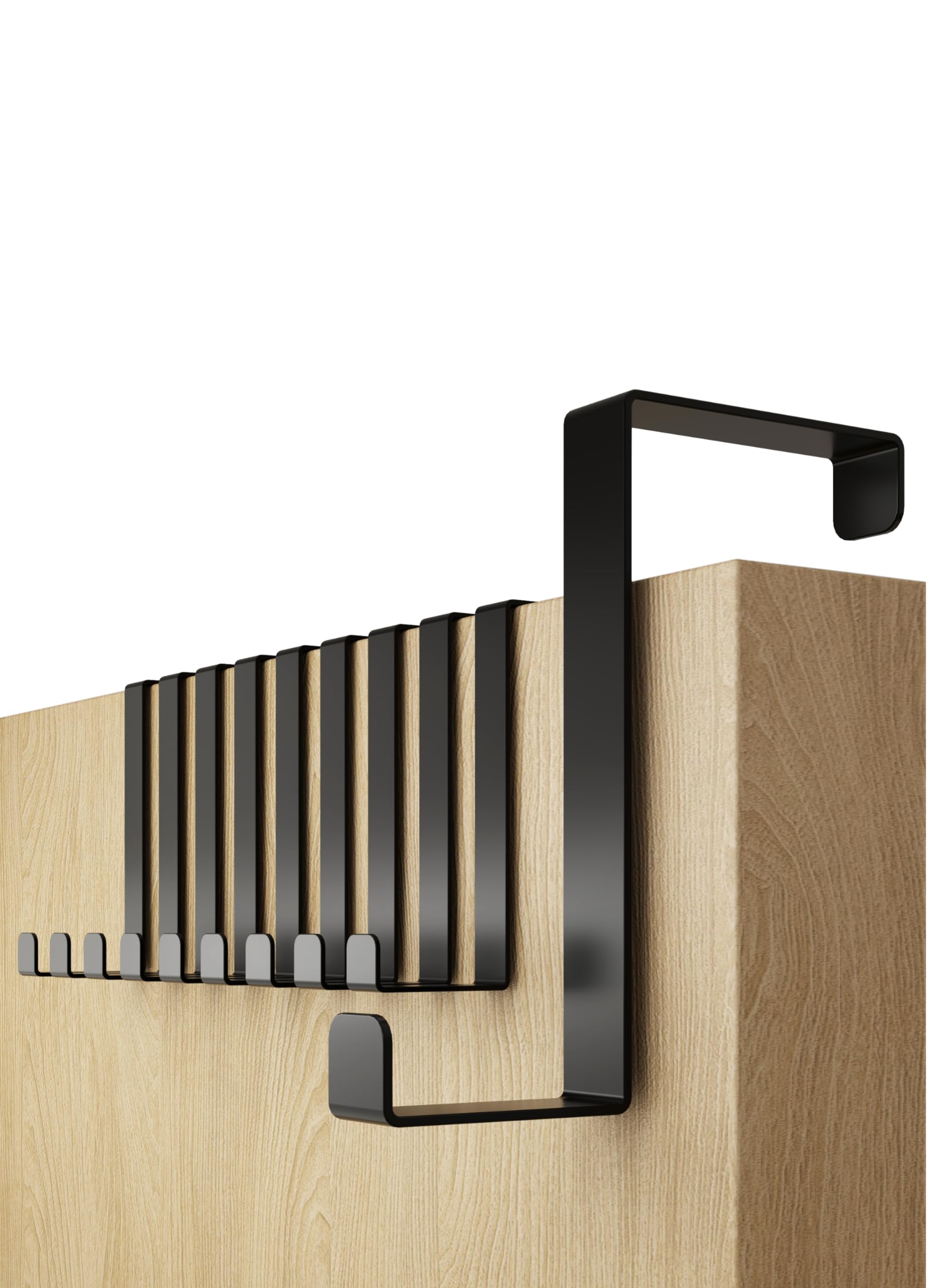 4smile Over Door Hook Set of 10 – Black Coat Hooks for Leaf Depth 3.6 cm (1.4") + 4.6 cm (1.8"), Sturdy Hangers for Clothes, Wreath Hanger — image 1