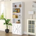 Oneinmil 6-Tier Bookshelf Set Of 2 – Wooden Bookcase With Cabinet Doors, Floor Storage For Home Office, Black