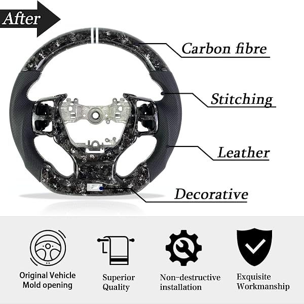 CAR STEERING WHEEL FOR LEXUS IS RCF SPORT CARBON FIBER STEERING WHEEL 2014 2015 2016 2017 2018 2019 2020 2021 20222 2023 2024 (SILVER FORGED CARBON FIBER + PERFORATED LEATHER)