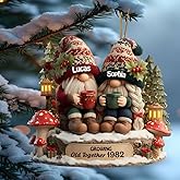 Personalized Gnome Couple Ornament 2025, Custom Christmas Decoration for Married, Engaged or Grandparent Gift, Growing Old Together Anniversary Keepsake1