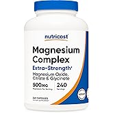 Nutricost Magnesium Complex Extra Strength 500mg, 240 Capsules | Magnesium Oxide, Citrate, and Glycinate; Gluten Free &amp; GMO-Free