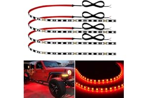 KEIUROT Red Led Strip Lights 24" Connectable 12V Led Light Strip for Cars Golf Cart Boat Marine Motorcycle Interior & Exterior Waterproof Car Led Light Strip, 4Pack
