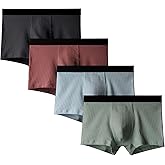 Robesbon Mens No Ride-up Boxer Briefs Stretch Comfortable Breathable Cotton Underwear 4 Pack