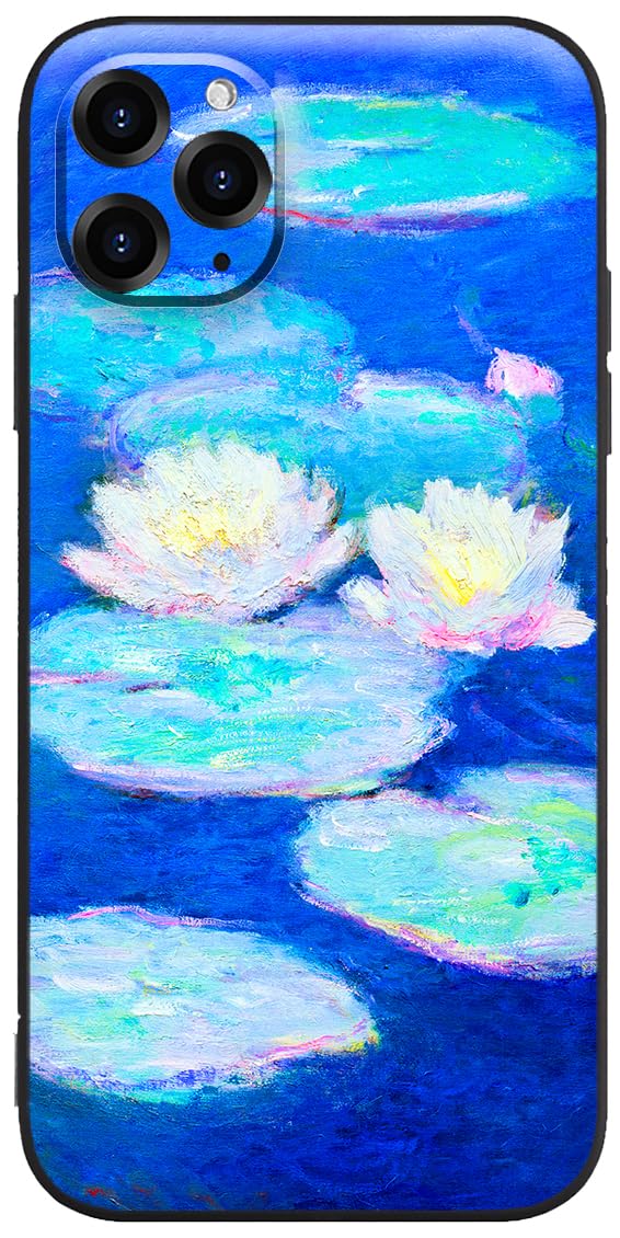Berkin Arts Compatible with iPhone 11 Pro Max Case Silicone Cover with Screen Protector Impressionism Colorful Impasto Brush (Water Lilies by Claude Monet)