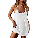 Womens Athletic Dress Hot Shot Mini Dress Built in Shorts Summer Workout Romper 2026 Trendy Outfit