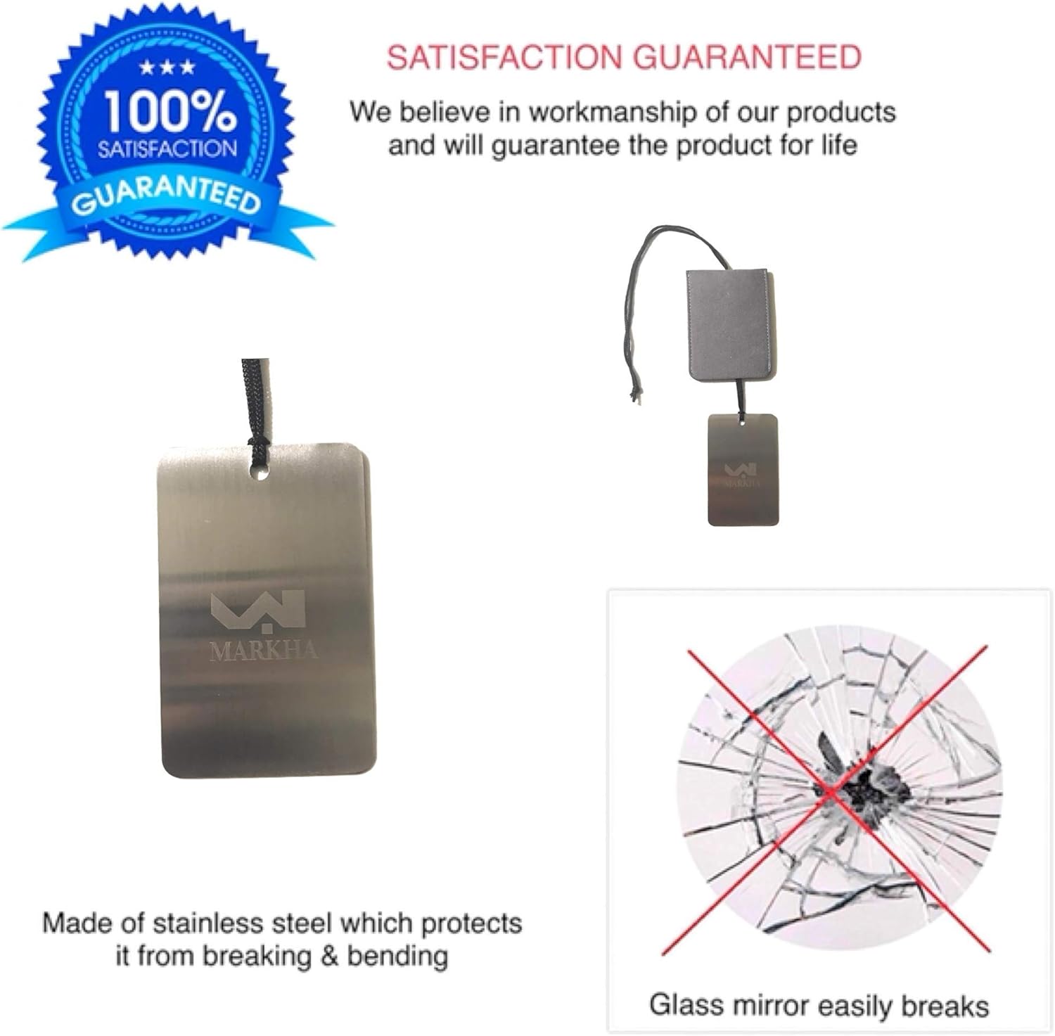 Markha Shower Shaving Mirror Fogless Travel Mirror Small Unbreakable Hanging Mirror with Rope for Camping, Traveling, Backpacking, Locker and Personal Use (Gray): Home & Kitchen