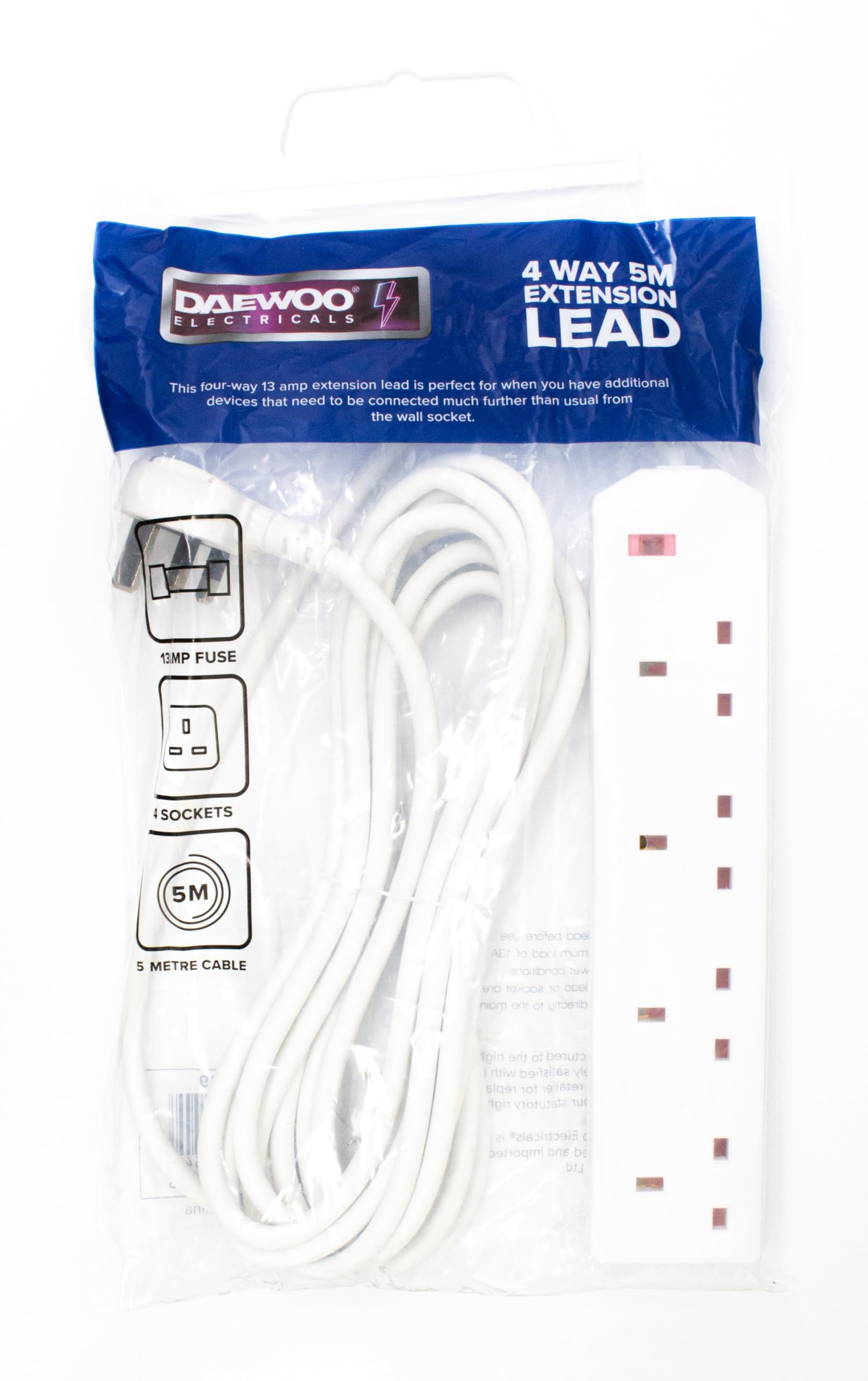 Daewoo 4 Way Extension Cable, 5 Meter Cable — image 1