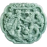 AMINKINA Blue Water Jadeite Dragon and Phoenix Necklace, Dragon and Phoenix Brand Pendant Necklace for Couples, is an Eternal and Elegant Talisman of Happiness