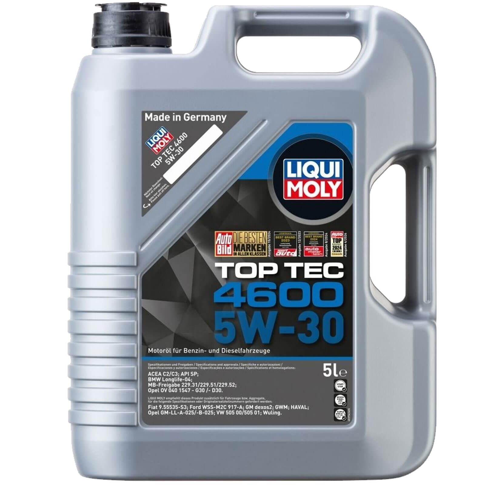 LIQUI MOLY Top Tec 4600 5W-30 | 5 L | Synthesis Technology Engine Oil | Item No.: 3756, Colourless