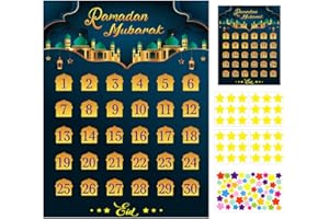 WhatSign Ramadan Calendar 2024 Eid Mubarak Ramadan Countdown Calendar Activities for Kids 30 Days Ramadan Advent Calendar Poster Ramadan Decorations for Home Kids Ramadan Gifts with 36 Star Stickers