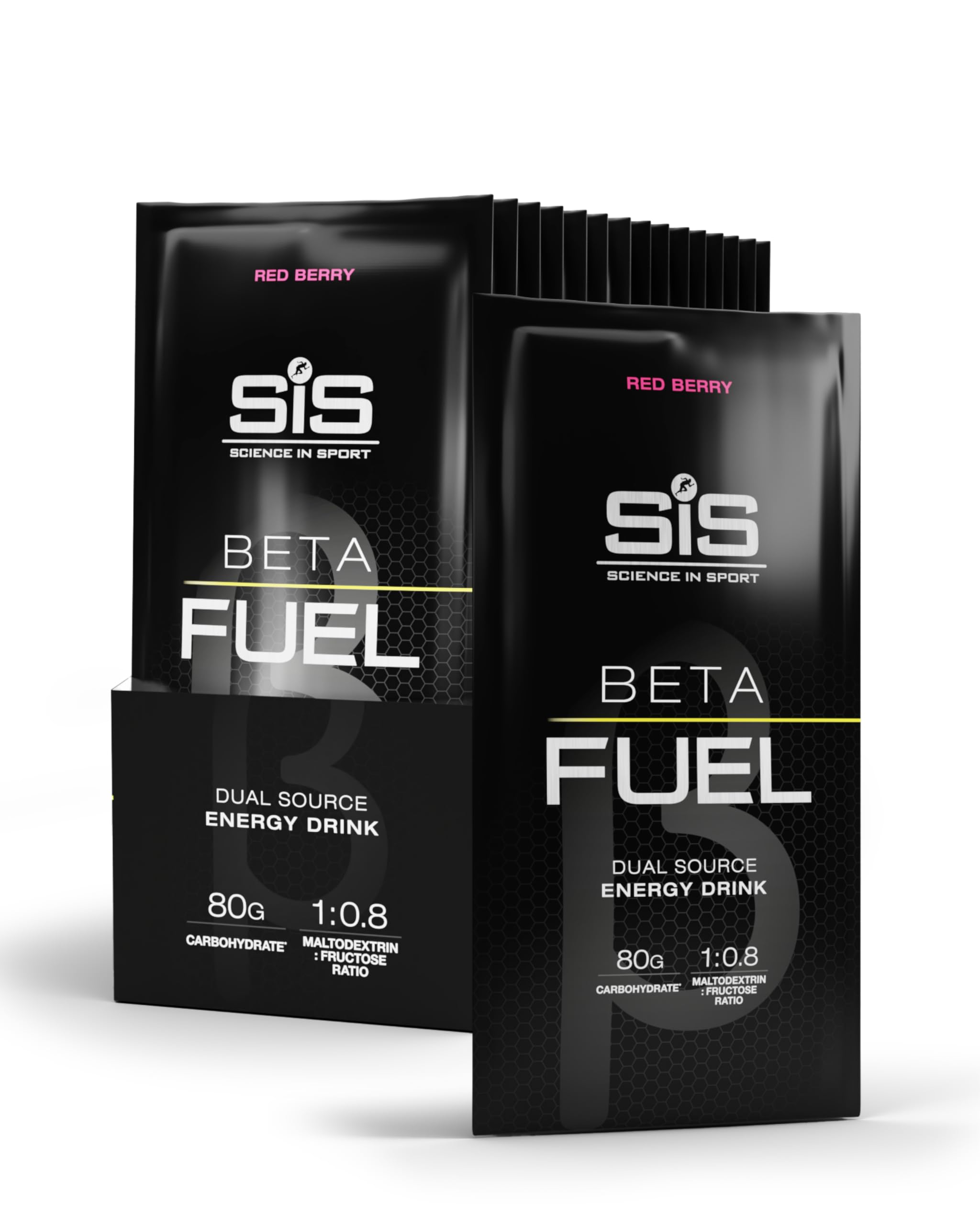 Science in Sport Beta Fuel 80 Dual Source Energy Drink Powder, Red Berry Flavour Carb Powder, 80g of Carbs Per Pack (15 Pack)