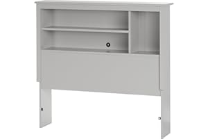 South Shore 39" Reevo Bookcase Headboard, Twin, Soft Gray