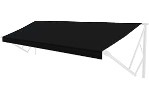 Solera Universal Fit Heavy-Duty Vinyl RV Patio Awning Replacement Fabric Solid Black 14' Awning (13'4" Fabric)