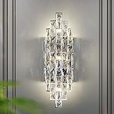 Modern Crystal Chrome Wall Sconces, Wall Light Fixtures, Indoor Wall Lamp, Vanity Wall Mount Lamps for Living Room Bedroom Ba