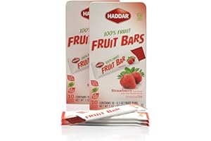 Haddar Strawberry 100% Fruit Leather Bars, 10ct (2 Pack = 20 Bars) Made with Real Fruit | No Corn Syrup | No Artificial Colors or Flavors | Gluten Free | Certified Kosher
