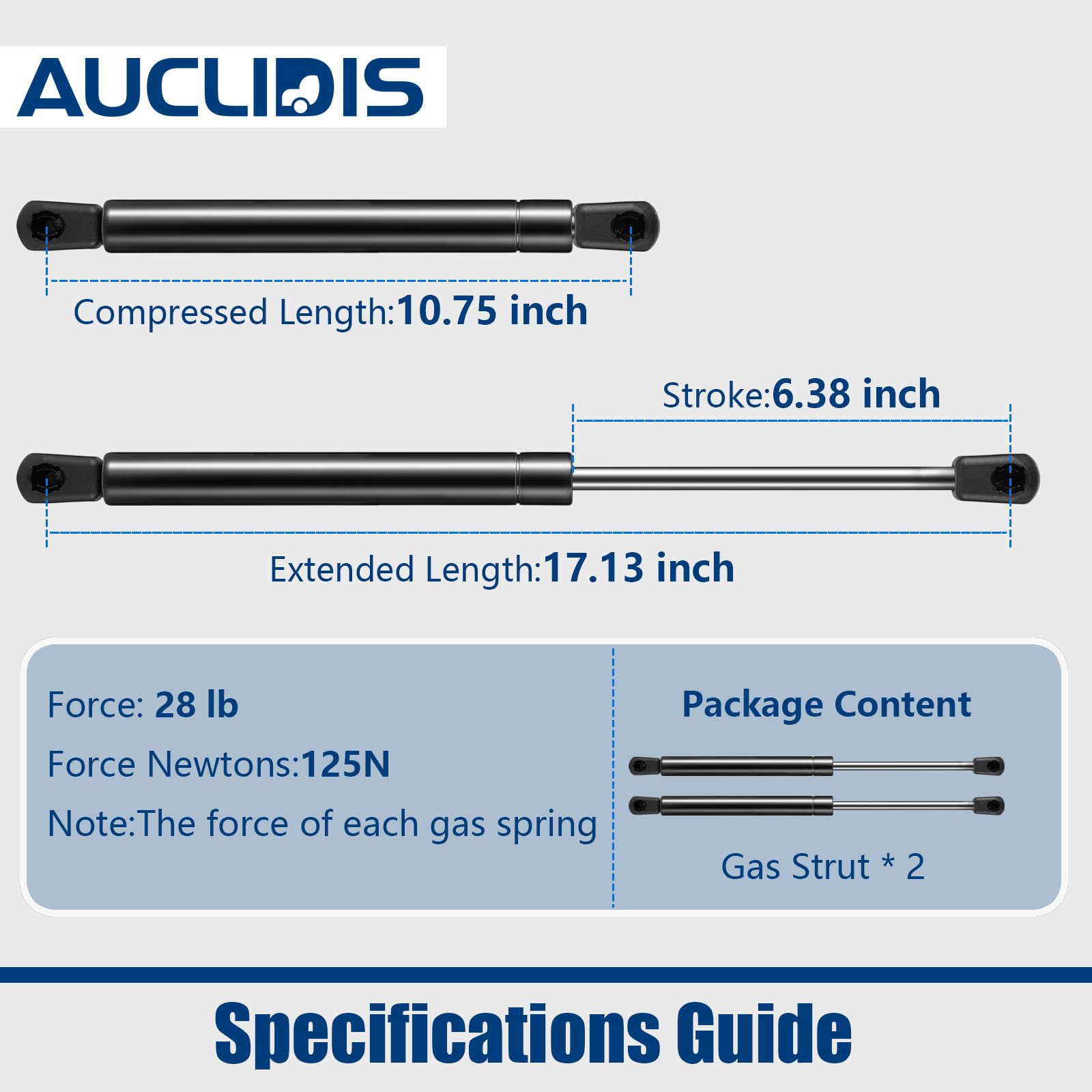 C16-02622 17 inch 28lb/125N Gas Strut Shock Spring