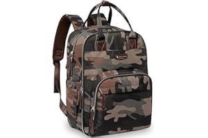 RUVALINO Diaper Bag Backpack - Multifunction Waterproof Travel Backpack, Maternity Baby Bag with Changing Pad & Stroller Ring & Pacifier Case, Green Camo