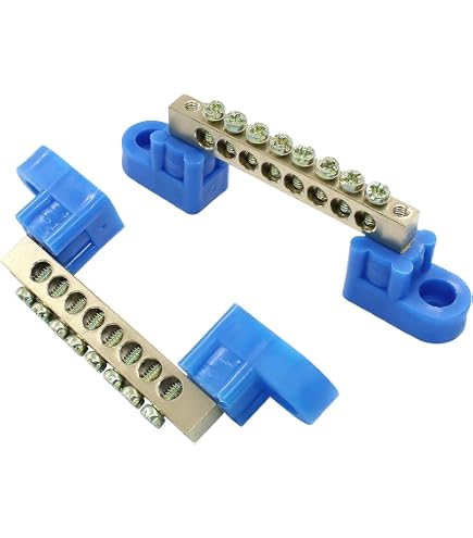 4-Pack 5-Position Brass Terminal Ground Bars, M4 Screw, 5.5x7.5mm - For Electrical Panels & Distribution Boards
