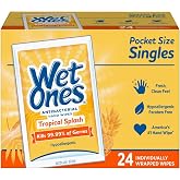 Wet Ones Wipes, Hands &amp; Face, Antibacterial, Citrus Scent, Singles, 24 ct.