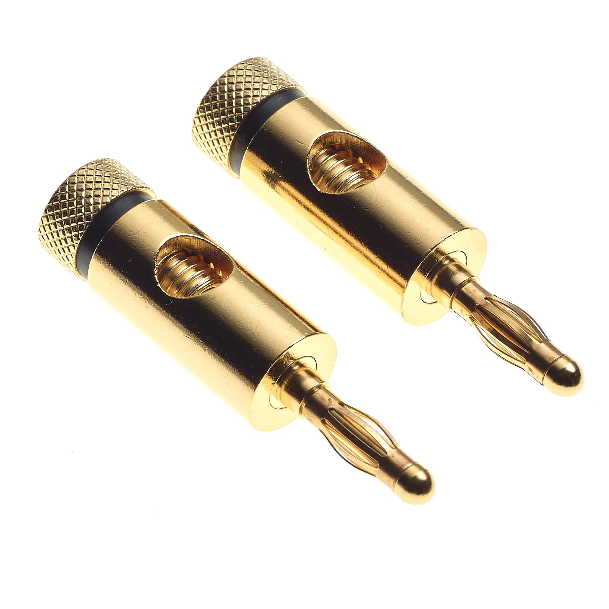 Keple Banana Plug, Pack Of 2 - Gold-Plated 4mm Banana Plugs For Speakers, Test Leads And Run Multiple Circuits, Black