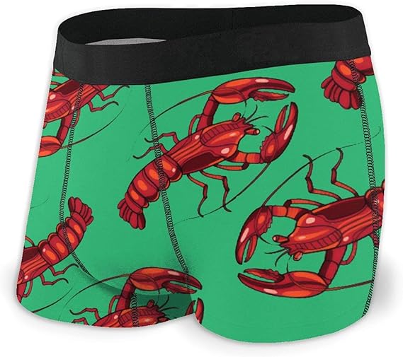 LTtie Men's Boxer Briefs, Lobster Crawfish Cartoon Lightweight