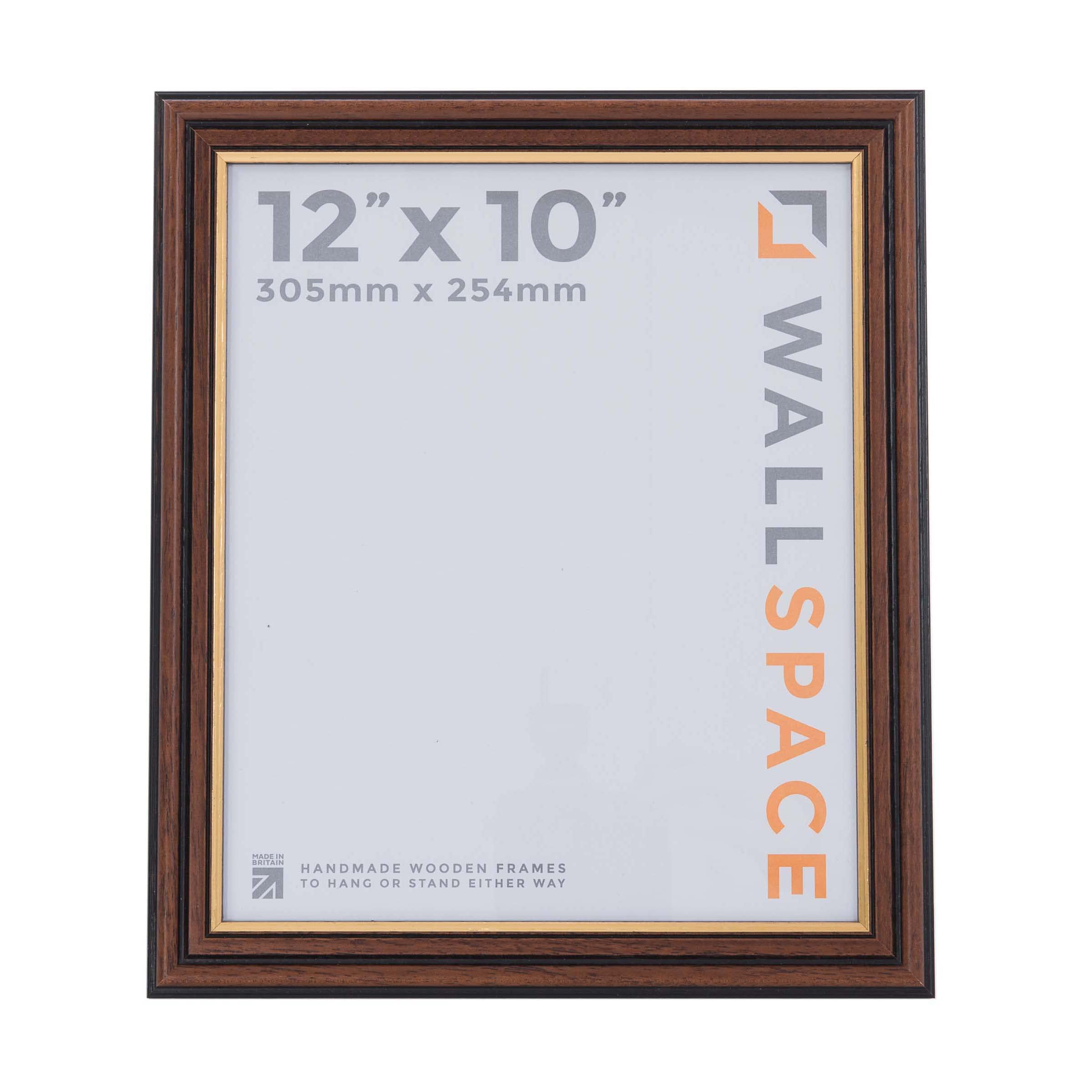 Brown frame with Gold Inset | Traditional Mahogany 12x10 Picture | Brown and Gold Line Photo | 10x12 Dark Wood Picture with REAL GLASS โ image 1
