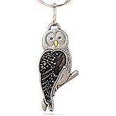 DANFORTH Barred Owl Keychain - Handcrafted Pewter - 2 1/8 Inches Tall - Made in the USA