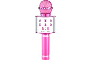 IJO Handheld Bluetooth Karaoke Microphone-Birthday Fun Singing Toys for Kids Age 3 4 5 6 7 8 9 10 Years Old Girls and Boys(Rose Red)