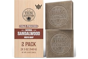 Viking Revolution - Bar Soap - Sandalwood Soap - Soap Bar with Essential Oils Cold Pressed - Mens Soap with Coconut Oil, Shea