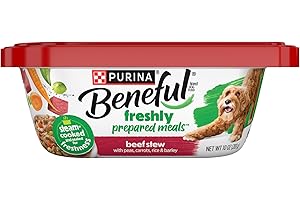 Purina Beneful Wet Dog Food Freshly Prepared Meals Beef Stew with Peas, Carrots, Rice, and Barley - (Pack of 8) 10 oz. Tubs
