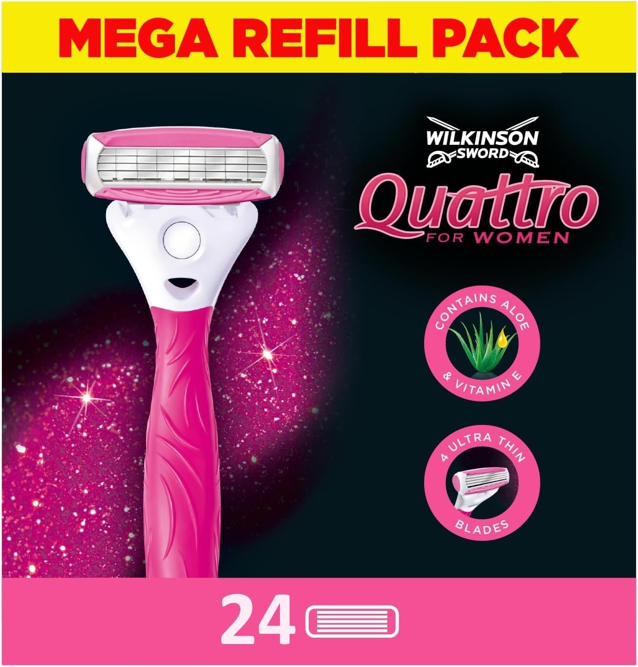 WILKINSON SWORD - Quattro For Women | Smooth Glide | Pack of 24 Razor Blade Refills