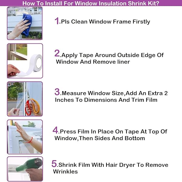 STARJUNGLE INDOOR WINDOW INSULATION KIT, CLEAR WINDOW FILM FOR HEAT AND COLD (10 WINDOWS(62X420))