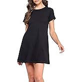 GREEN VOYAGE Women's GOTS Certified 100% Organic Cotton Solid Relaxed Fit Casual T Shirt Dress