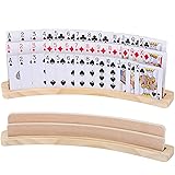 Exqline Curved Wooden Playing Card Holder Tray Rack