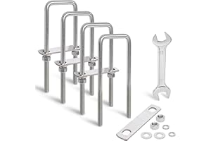 SRZTXU 4 Sets Heavy Duty Square u Bolts 3 inch Wide,M12 Thread Size,304 Stainless Steel Square u-Bolts 3-1/16" W x 7-5/16" L,