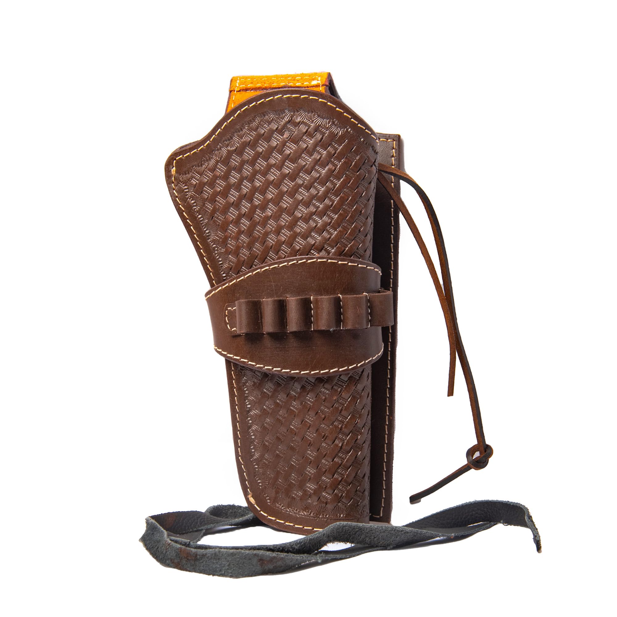 Hulara Leather Cowboy Holster with Ammo Loops 9mm Luger and 9mm .38 .357 Holster .38 Special .357 Magnum Western Holster fit 4" to 6" Revolver Holster