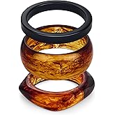 WOWORAMA 3pcs Colorful Resin Acrylic Bangle Bracelets Set for Women Wide Chunky Acrylic Bracelets Stackable Geometric Acetate Resin Bangles Stack Plastic Statement Bracelet