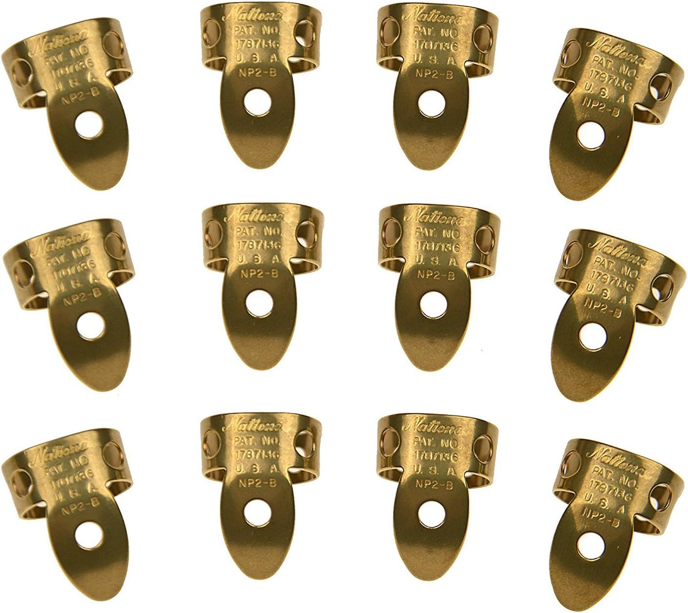 National Picks Metal Finger Pick Vintage Brass 12 Pack