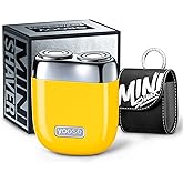 yoose Alloy Mini Shaver, Portable Electric Razor for Men, IPX7 Waterproof, Dry Shave, USB-C Rechargeable, Easy to Clean Magnetic Detachable Head, Cordless Electric Shaver, 60 Mins Runtime, Yellow