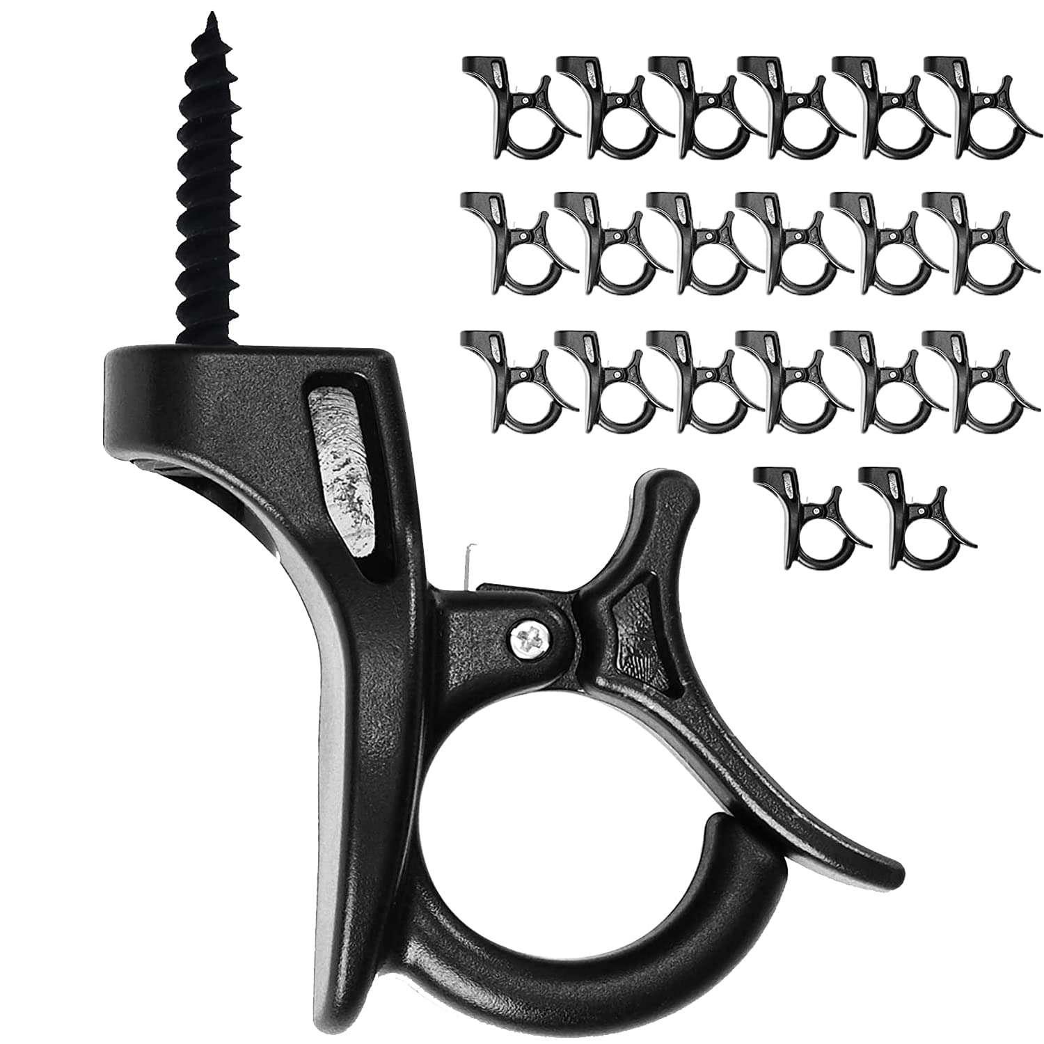 Yiootop 20pcs Q Hook Holder Screw-in Ceiling Hooks for Hanging String Lights Christmas Lights, Plants, Wind Chimes, Cabinet Shelf fit for Outdoor & Indoor (Ceiling Hook)