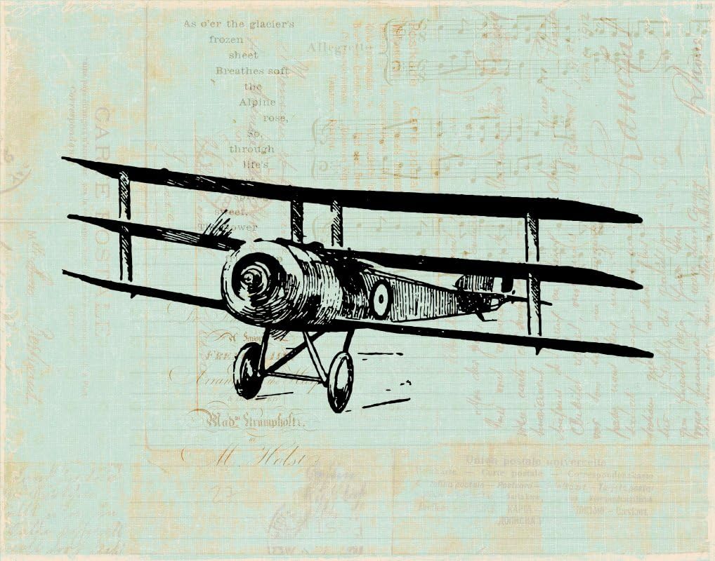 Amazon Com Vintage Airplane Art Print With An Antique Plane Illustration Old Triplane Wall Art Poster Or Print Vintage Music Paper Style Living Room Bedroom Nursery Office Home Decor 16 X 20