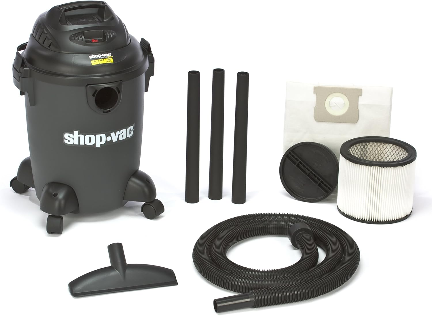 ShopVac 5960700 3.0Peak Horsepower QSP Quiet Deluxe Wet/Dry Vacuum, 6