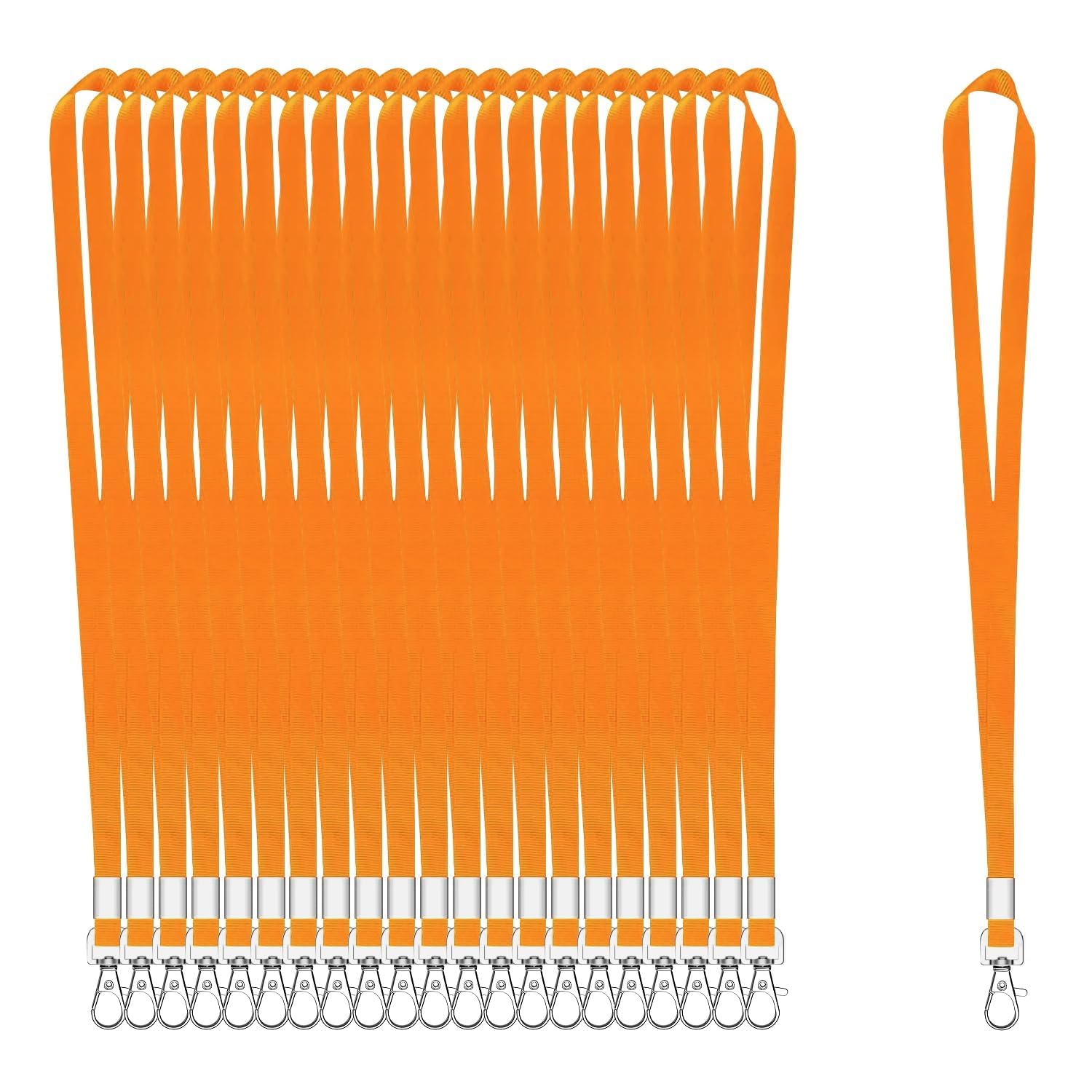 XHDA 100PCS Orange Lanyards for Neck, Lanyards for ID Badge, Lanyard with Metal Swivel Hook for ID Card Badge Holder