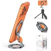 Ultra-Thin Dual Magnetic Aluminum Phone Stand &amp; Fidget Spinner Combo w 1/4" Srew, 360&deg; Phone Ring Grips Holder Compatible with MagSafe iPhone, Stress Relief Accessory for Home/Office/Travel/Gym/Golf