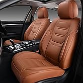 Car Seat Covers Full Set, Breathable Leather Automotive Front and Rear Seat Covers, Car Seat Protectors Full Set, Compatible with Most Vehicles, SUV (Brown, Front Pair)